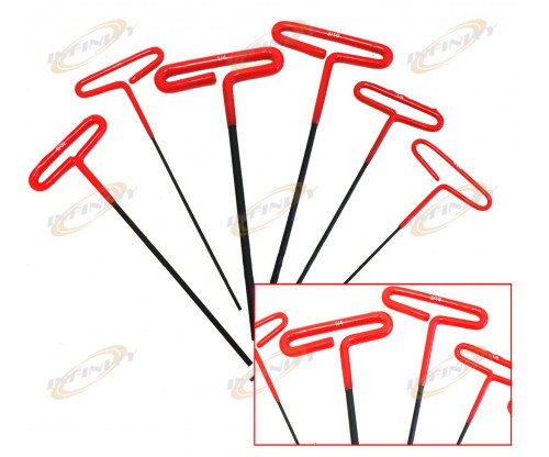 6pc SAE Long T-Handle Hex Key Wrench Set Soft-Grip